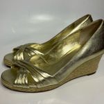 Cole Haan gold leather wedge espadrilles women’s size 8.5 dressy party metallic Photo 2