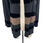 Misook  Brown Black Velvet Striped Open Front Sweater‎ Jacket Blazer Size Medium Photo 3