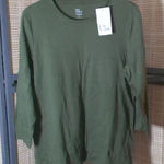 kim rogers  Olive Green 3/4 Sleeve Knit Top Photo 0