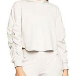 Heroine Sport Ruched Cropped Hoodie Light Grey Cotton Pullover Hoodie Size Small Photo 0