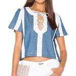 Lucca Couture Textured Denim Combo Top Photo 0