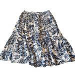 Abercrombie & Fitch  Womans XLP Poplin Tiered Maxi Floral Cotton White Blue Skirt Photo 0