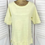 Loft  Embroidered Mandala Slub Knit Short‎ Sleeve Pullover Shirt Yellow Medium Photo 0