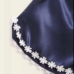 Boutique Navy Blue, Flowered, Satin, Pajama Set Photo 4
