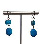 Elegant Beaded Dangle Earrings Turquoise Blue Photo 1