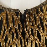 Laurence Kazar VINTAGE 80s 90s  100% silk gold black sequin‎ dress Photo 2