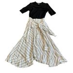 Maje  Trompe-L’Oeil Striped Dress Mixed Media Stretch Illusion Size 36 Small Photo 1