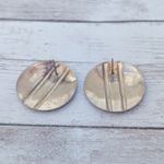 Vintage Earrings for Pierced Ears Red Circle with Gold Tone Stripes 1" Photo 4