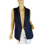 White House | Black Market NAVY BLUE LINEN BLEND VEST (10) Photo 8