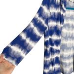 Chico's Weekends By Chico’s Blue & White Tie Dye Hooded Knit Cardigan Blouse Photo 1