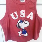Peanuts SNOOPY USA Red Graphic Tank Crop Top Photo 1