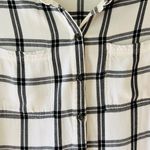 Old Navy Sz L Plaid White Black Shirt Midi Dress for Women V Neck Stretch Pocket Photo 3