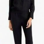 J Crew Women Navy Drapery Oxford Jumpsuit Long Sleeve Elastic Waist SZ 2 Blue Photo 1
