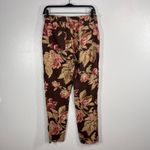 Ralph Lauren Lauren Floral Linen Blend Pants Womens Size 6 Brown Pink Beige Photo 2