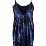 MISHA Avery Sequin Slip Midi Dress With Slit & Low Back In Blue Size 4 Photo 5