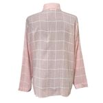 Adora Pink White Stripe Button Front Roll Tab Sleeve Semi Sheer Shirt Medium Photo 3