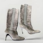 Salvatore Ferragamo  Gray Suede Knee‎ High Boots EU 38 US 8 Pull On Heels Photo 0