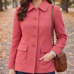 Pendleton 100% merino wool pink peacoat jacket L Photo 0