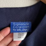 Vintage Vicki Wayne Navy Sheath Dress Colorblock Trim USA Made retro modest Blue Size 14P Photo 3