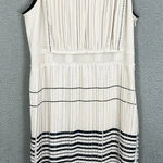 barney's new york o'2nd dress womens 2 beige blue striped pleated sleeveless Photo 0