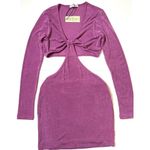 Gab & Kate Orchid Twisted Tie Cut Out Bodycon Mini Dress Sz L Women Photo 3