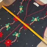 VTG Victoria Jones Christmas Sweater Vest L Black Poinsettia Candy Cane Beaded Size L Photo 7