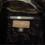 Wooly Bully Velvet Suede Quilted Full Zip Vest faux fur trim orange size small Photo 2