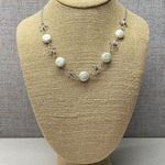 925 Silver Freshwater Pearl Necklace with Dainty Bow Accents Adjustable Chain Photo 0