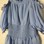 Lovers + Friends  Blue off shoulder cinched top Photo 1