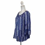 Lee 1X Blue Layer Hem Blue White Top Blouse Photo 4