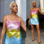 Cynthia Rowley  Daylight Disco Sequin Mini Dress Pink Yellow Blue Size 8 Photo 14