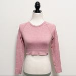 Ryderwear Pink White Heathered Ribbed Seamless Long Sleeve Cropped Top NWT XS Photo 1