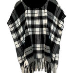 Multiples  Buffalo Plaid Turtleneck Fringe Poncho Small Photo 0