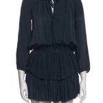 Love Shack Fancy  navy blue mini silk dress raw hem Photo 3