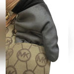 Michael Kors Large Tote Shoulder Bag Brown Leather and Jacquard Logo Print Photo 5