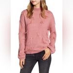 Rachel Parcell  Ostrich Feather Trimmed Mock Neck Sweater Size XS Pink Photo 3
