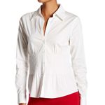 Vertigo Paris $230 NWT Pleated Long Sleeve Dress-Shirt Collared WHITE Photo 2