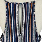 BCBGeneration  Large Midi Dress Striped Halter V-Neck Pockets Stretch Hi-Low Hem Photo 7