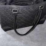 NY & Co Black Monogram Tote Bag Leather Trim Contrast Stitch Shoulder Purse Black Photo 7