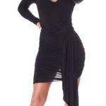 Kendall + Kylie V Neck Wrap Dress Black XS Bodycon Mini Ruched LBD Photo 4