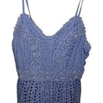 Sopra Blue Eyelet Lace Cami Top Adjustable Straps Smocked Back Summer Cute Photo 0