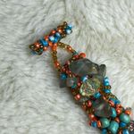 Micro beaded Sea Glass Bracelet EUC Toggle Orange Photo 2