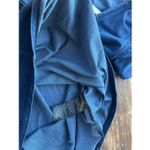 White House | Black Market B7 Denim Flutter‎ V Neck Blouse Short Sleeve Shirt Blue Large Stretchy Photo 7