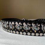 Vintage Nanni Italy Turquoise Concho Studded Leather Belt Black Silver 95/38 Black Photo 4