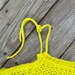 ZARA Women's Bright Yellow Cropped Crochet Sweater Size L Photo 3