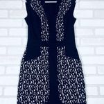 French Connection Black White Geometric Print Sleeveless V Neck Dress Sz 4 Photo 0