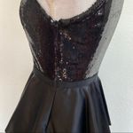 Armani Exchange Solid Black Sequin Satin Peplum Cocktail Dress Photo 5