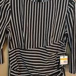 Madison Asymmetrical Black and White Striped Dress Photo 2