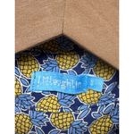 J. McLaughlin  Women Cotton Button Up Pineapple Long‎ Sleeve Shirt Sz S Blue Photo 3