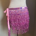 Pink fairy shimmer tassel skirt dance Halloween costume side tie sequin mini Photo 0